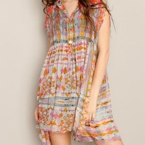 FREE PEOPLE EMPIRE DRESS SHEER PRINTED